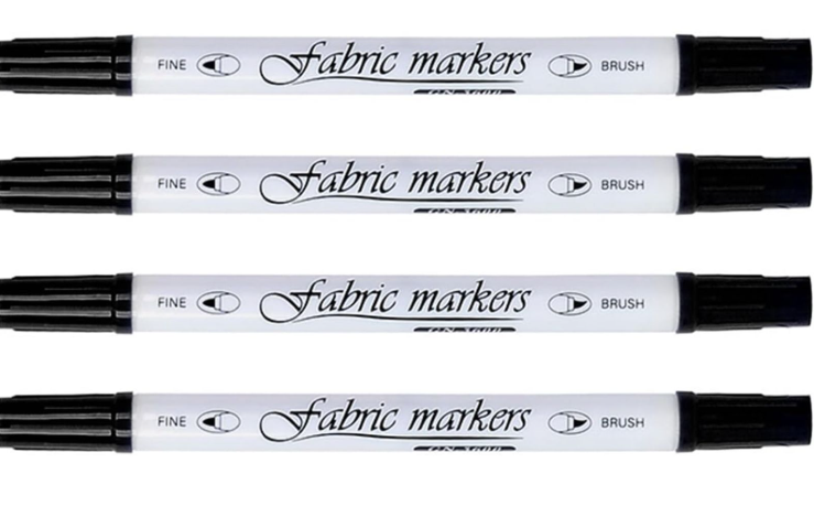 4 Pcs Double Ended Fabric Pen T-shirt Canvas Bag Hat Clothes Painting Black White Red Blue Painting Pendant Tip Marker