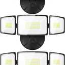 Onforu 3 Packs 60W Flood Lights Outdoor, 6000LM Brightness Security Lights,Switch Controlled, IP65 Waterproof, 6500K Exterior LED Flood Light with 3 Adjustable Heads for Yard Home (Black)