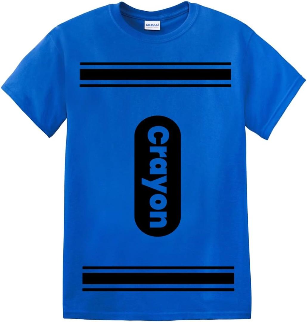 Crayon Tshirt Halloween Costume for Men Women Adult Size | Funny Cool Shirt idea | Graphic tee (Large, Blue)