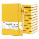 12 Pack Notebooks Journals Bulk with 12 Black Pens, Feela A5 Hardcover Notebook Classic Ruled Journal Set with Pen Holder for School Business Work Travel Writing, 120 GSM, 5.1”x8.3”, Yellow