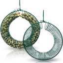 2 Pack Peanut Bird Feeder, Hanging Peanut Wreath Bird Feeder, Metal Round Feeder for Outdoor Birds & Squirrels Feeding, Whole Peanut Ring Bird Feeder with Hanging Hook, Rustproof & Weatherproof