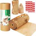 Honeycomb Packing Paper Wrap 12"x400' Sustainable Alternative to Bubble Cushioning Wrap Biodegradable & Fully Recylable for Moving/Shipping/Packing Roll with 20 Fragile Stickers