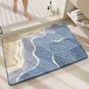 Cute Ocean Bathroom Rug Super Absorbent Bath Mat Machine Washable and Non Slip Fluffy Carpet for Shower, Bedroom and Living Room (31"x20", Ocean)