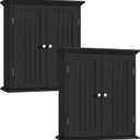ChooChoo Bathroom Wall Cabinet Set of 2, Over The Toilet Space Saver Storage Cabinet, Medicine Cabinet with 2 Door and Adjustable Shelves, Cupboard, Black
