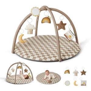 Padded Infant Play Mat with Detachable Toy Bars & Hanging Toys