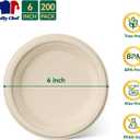 JOLLY CHEF 100% Compostable Small Paper Plates, 200 Pack 6 Inch Heavy Duty Dessert Plates, Disposable Biodegradable Eco-Friendly Sugarcane, Bulk Nature