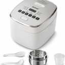 OCTAVO Low Carb Rice Cooker, 5-Cup Uncooked Stainless Steel Inner Pot, Low Sugar Rice Maker with 24H Timer and Auto Keep Warm, Small Rice Maker LED Display, White Rice/Brown Rice/Grains/Oatmeal