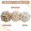 CJL HAIR 2PCS Messy Bun Hair Pieces Wavy Curly Synthetic Updo Chignon Fake Scrunchies Ponytail Extension for Women Sunny Blonde