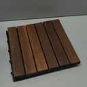 VICTORY RELAX Natural Acacia 12x12 Interlocking Wood Deck Tiles for Balcony, Garden, Patio, Poolside Decor - Waterproof Indoor & Outdoor Flooring - 6 Slats, Round Joints, Pack of 9, Brown Color