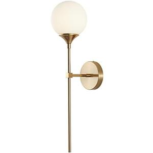 KCO Lighting Modern Milk Glass Wall Mounted Light Gold Long Sconces Wall Lighting Globe Ball Round Wall Lamp Bathroom Bar Stairway Wall Light Fixture Brushed Brass Wall Sconce