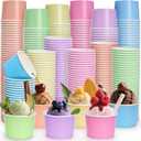 Lawei 300 Pack Paper Ice Cream Cups, 8oz Disposable Dessert Snack Bowls for Hot or Cold Food, Cute Stackable Treat Cups for Sundae, Frozen Yogurt, Soup, Candy, Birthday Party Bar Supplies, 6 Colors