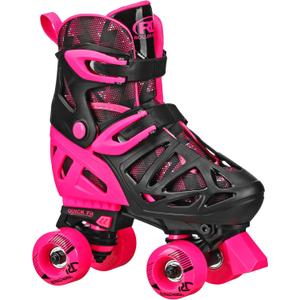 Roller Derby Trac Star Adjustable Skates for Kids, Beginners (Medium (12J-2), Black/Pink)