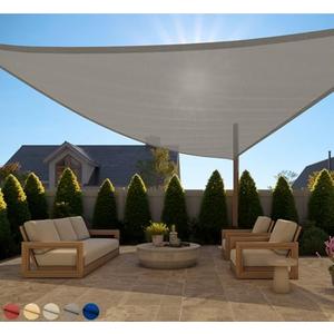 GORILLA GRIP Heavy Duty Sun Shade, UV Protection Fade Tear and Rust Resistant Triangle Sunshade Canopy, Curved Edges Blocks Sunlight, Breathable Sail, Outdoor Patio, Lawn Garden Butter Cream 18x18x18