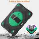 Timecity Case for iPad Air 11 Inch M4 2026/ M3 2025/ M2 2024 (Air 7th/ 6th Generation), Heavy Duty Shockproof Protective Case with Screen Protector, Rotating Stand and Hand/Shoulder Strap, Green