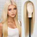 Aubree 613 Blond Synthetic Wig Long Straight Wig for Women Blonde Heat Resistant Glueless T-Lace Front Wigs Hair for Daily Party Cosplay Wig