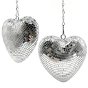 Heart Shaped Disco Ball Decor - 2 Pack 6 Inch Hanging Mirror Ball for Room Decor, Retro 70s Disco Party Decorations for Bachelorette, Wedding, Valentine’s Day, Birthday, Silver