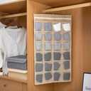 Hanging Fabric Storage Organizer With Multiple Pockets Space-Saving Closet Storage Solution, Beige 12+18 grid (Medium)