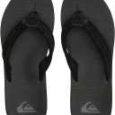 Quiksilver Carver Suede Flip Flops for Men, Arch Support Athletic Mens Sandals, Size 6 to 16 Thong Mens Slides (11, Black 1)