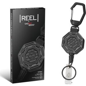The Ultimate Retractable ID & Keychain Carabiner  Big Clip, 32 Steel Cord, Unbeatable Durability - Perfect for Office, School, Hospital, Construction, Recreation, 8oz, 1 Pack (Black)