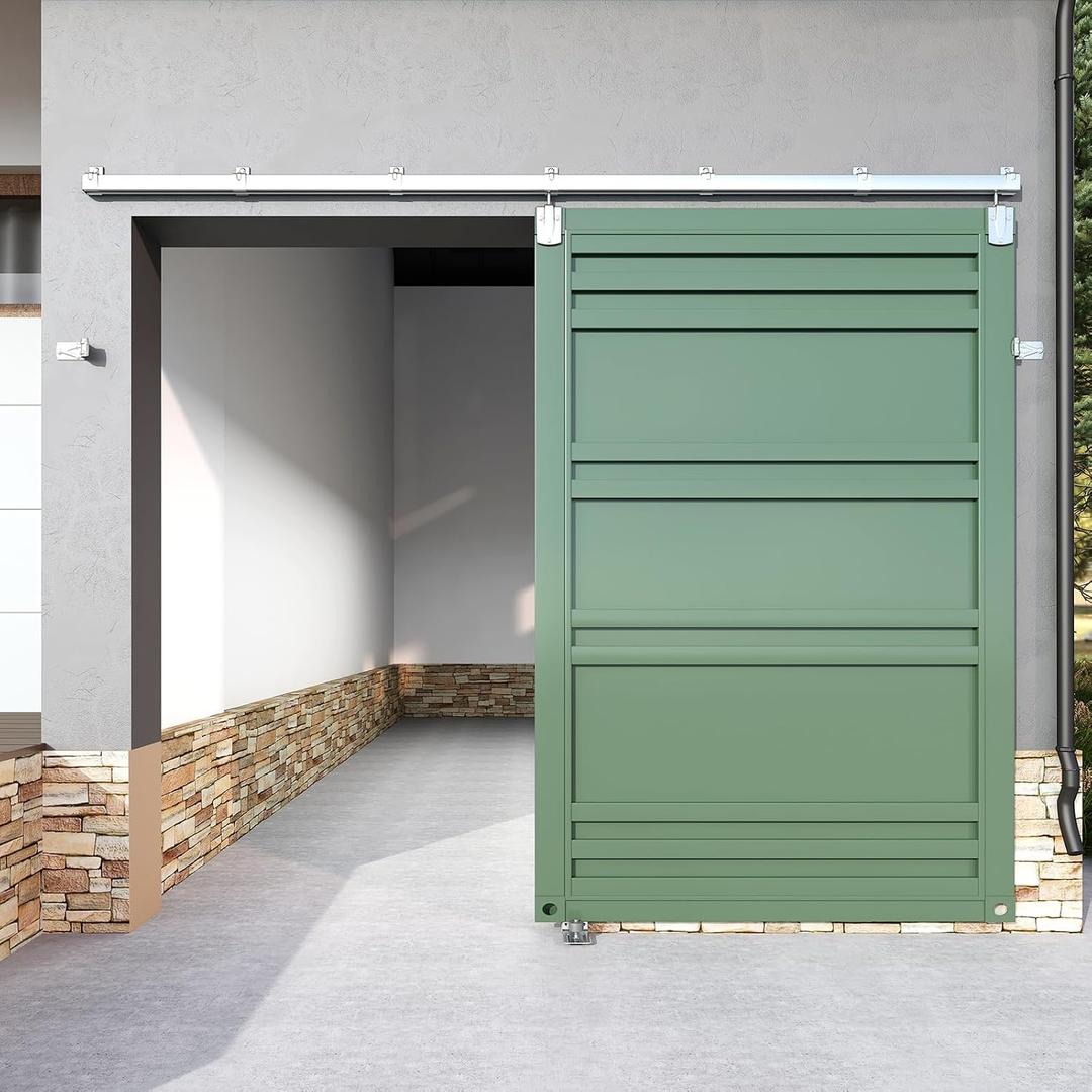 10FT Heavy-Duty Galvanized Steel Exterior Sliding Barn Door Hardware Kit, 450 lbs Capacity,Kit for Outdoor,Fit for MAX 1 Door Width 60in