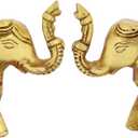 ITOS365 Brass Trunk Up Elephant Statues Set of 2 - Showpiece Metal Statue - Lucky Figurine- Home Décor Gifts Item