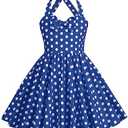 KISSOURBABY Girls 50s Sweetheart Vintage Flower Swing Straps Prom Dress with Polka Dots 11Years