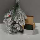 2FT Musical Rotating Snow Flocked Prelit Small Christmas Tree, White Tabletop Christmas Tree with 50 LED Lights, Battery or USB Cable Operated, Timer, Xmas Tree for Holiday Decoration