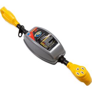 Camco PowerGrip 50-Amp Camper/RV Circuit Analyzer Dogbone | Features Integrated Surge Protection Up to 4200 Joules & Diagnostic LEDs for Fault Indication (55319)