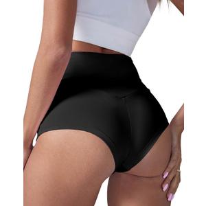 BZB Women's High Waist Yoga Shorts Gym Workout Booty Dance Hot Pants Athletic Butt Lifting Sports Leggings (Medium, Black)