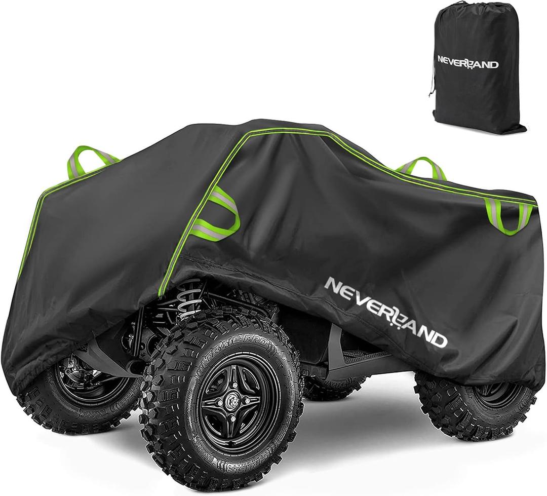 Neverland ATV Cover, Waterproof Heavy Duty 4 Wheeler Cover with Buckle, Dustproof Anti UV Windproof All Weather Outdoor Storage Quad Cover for Polaris Sportsman Yamaha Honda Coleman (Green & Black)
