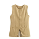 Vest For Women Long Top Slit Sleeveless Irregular O Neck Slim Blazer Vest, Large