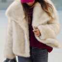 ZESICA Women's Winter Faux Fur Coats Fluffy Jacket 2026 Trendy Long Sleeve Lapel Shaggy Warm Outerwear with Pockets (M)