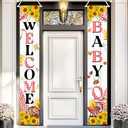 Avezano Baby Q Baby Shower Decorations Baby Q Welcome Banner Sunflower BBQ Door Banner Baby Q Gender Reveal Picnic Party Supplies