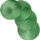 Christmas Carol Woven Spiral Table Placemats 15 Inches Round Set of 4 Non-Slip Dining & Kitchen Table Mats Green