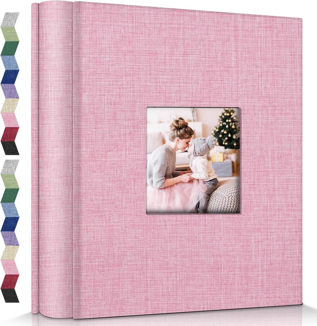 popotop Photo Album 4x6-600 Photos Photo Books with 600 Horizontal and Vertical Pockets,Linen Cover Albums for Family Wedding Anniversary Baby Vacation Pictures (Pink)