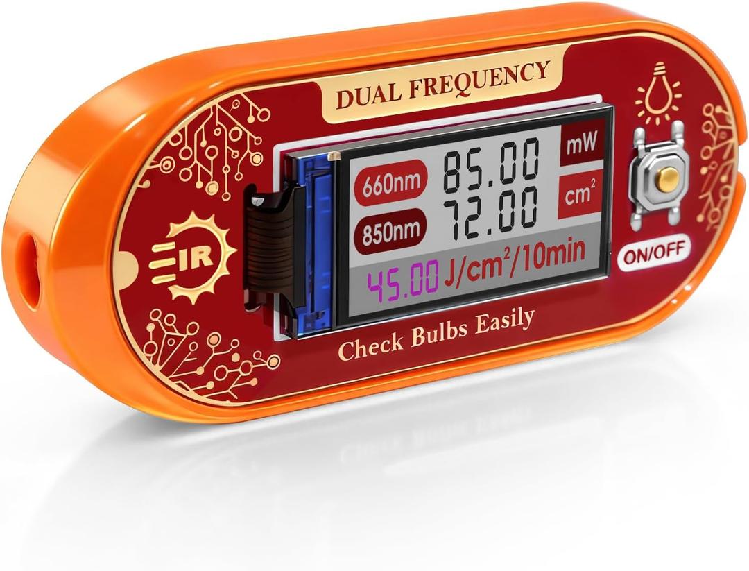 Red Light Therapy Meter - 660nm & 850nm Detector with Real-Time Irradiance Reading, Energy Density Estimation, Compact Light Tester for Panels, Masks & Infrared Devices