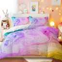 BlessLiving Tie Dye Bed Set Colorful Marble Teen Girl Bedding Watercolor Pastel Pink Blue Purple Duvet Cover Set Marble Abstract Kids Bed Set 3 Piece Bright Girly Bedspreads (Twin)