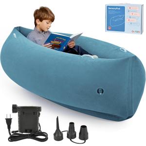 OUTREE Sensory Chair for Kids,60" Includes Electric Air Pump,Inflatable Sensory pod for Children,Sensory Toys for Kids with Autism,Sensory Peapod,Light Blue