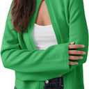 Saodimallsu Womens Lightweight Cardigans Open Front Long Sleeve One Button Casual Crewneck Loose Knit Shrug Sweater (Green)