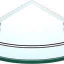 Vdomus Glass Corner Shelf for Bathroom, Tempered Glass with Rail, Stainless Steel Wall Mounted Corner Shower Shelf for Bathroom Organization