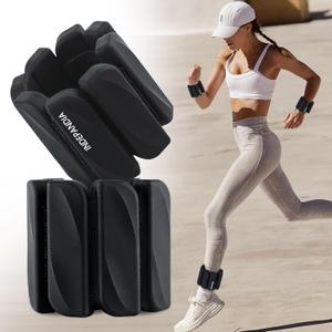 INDEPANDIA Adjustable Ankle & Wrist Weights for Women & Men, Set of 2 (2lb Each), Silicone Weighted Bangles for Arm, Leg, Hand – Walking, Fitness, Yoga, Pilates – Black