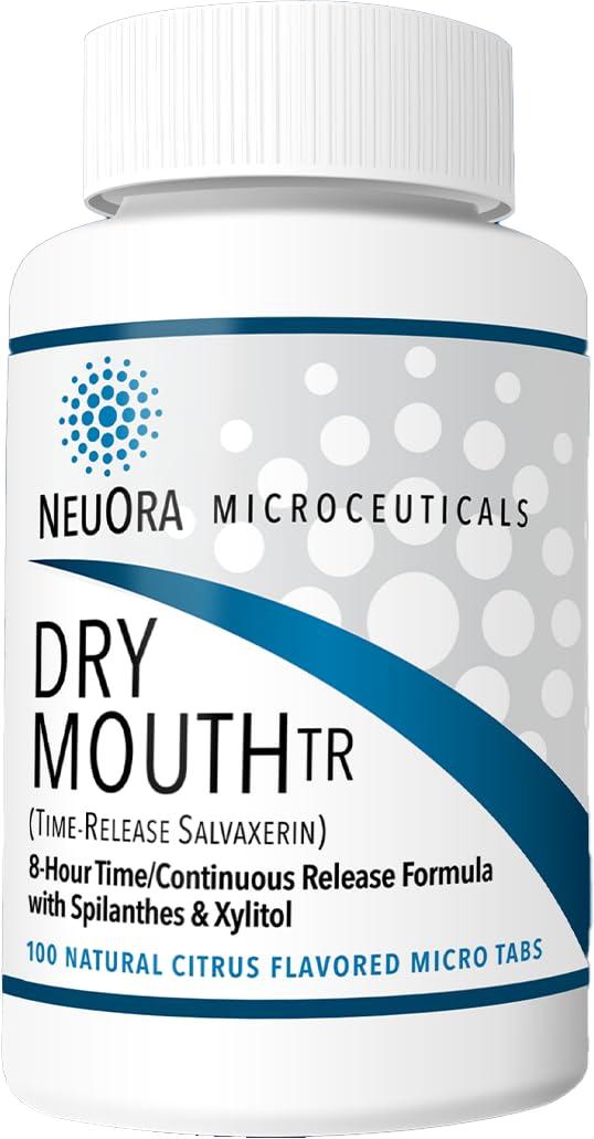 Dry Mouth TR Time-Release Micro Tabs by NeuOra - Tiny, Discreet, Long-Lasting Relief for Dry Mouth, Up to 8 Hours of Moisture & Fresh Breath Support, Doctor-Developed, 1 Pack