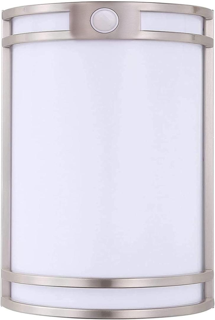 CLOUDY BAY Indoor/Outdoor Motion Sensor LED Wall Light,120V 15W 1000LM Porch Light,3000K/4000K/5000K Selectable,Wet Location,Brushed Nickel (7inch)