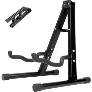 Foldable Guitar Stand - Non-slip Rubber And Foam Arm, Suitable for Acoustic, Electric, Bass, Ukulele, Banjo (Black)