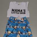 Western Baby Boy Summer Clothes Cow Print Short Sleeve T-Shirt Casual Jogger Shorts Toddler Cowboy Outfit, 0-6M