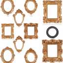 Himitimi 10 Pcs Mini Gold Picture Frames with Magnetic Tape, Tiny Vintage Resin Photo Frames Magnetic Antique Picture Frames for DIY Display Home Wall Decor
