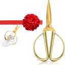 Grand Opening Ribbon-Cutting Ceremony Kit Includes Gold Scissors, Flower Ball, Red Ribbon & White Gloves,Suitable for all ribbon-cutting and inauguration ceremonies (Glossy Finish Handle)