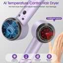 Ionic Hair Dryer with Auto-Adjusting Sensor,AI Hair Dryer with Magnetic Diffuser,160000 RPM High-Speed Hair Blow Dryer (Purple)