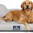 EarsUp Dog Bed 43Inch Leather Dog Sofa, Detachable Orthopedic Puppy Beds, Rectangle Pet with Non-Slip Bottom, Waterproof, Machine Washable (Gray) (Large)