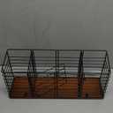 Large Utensil Holder for Kitchen Counter with 4 Compartments, Matte Black Metal Holder with Wooden Base Cooking Utensil Organizer for Spatula Utensil Crock Caddy